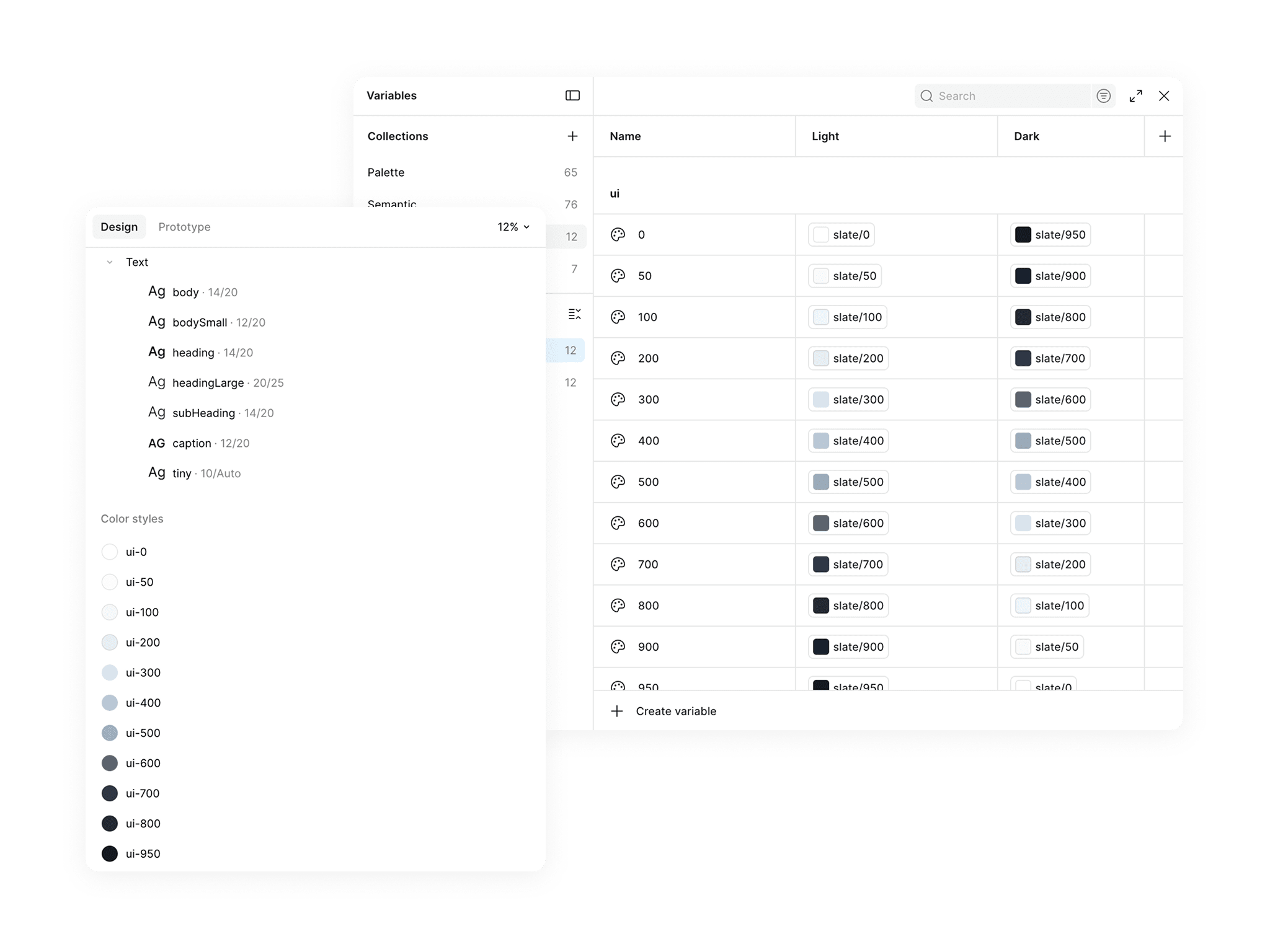 Token system — UI Scale & Semantic modes