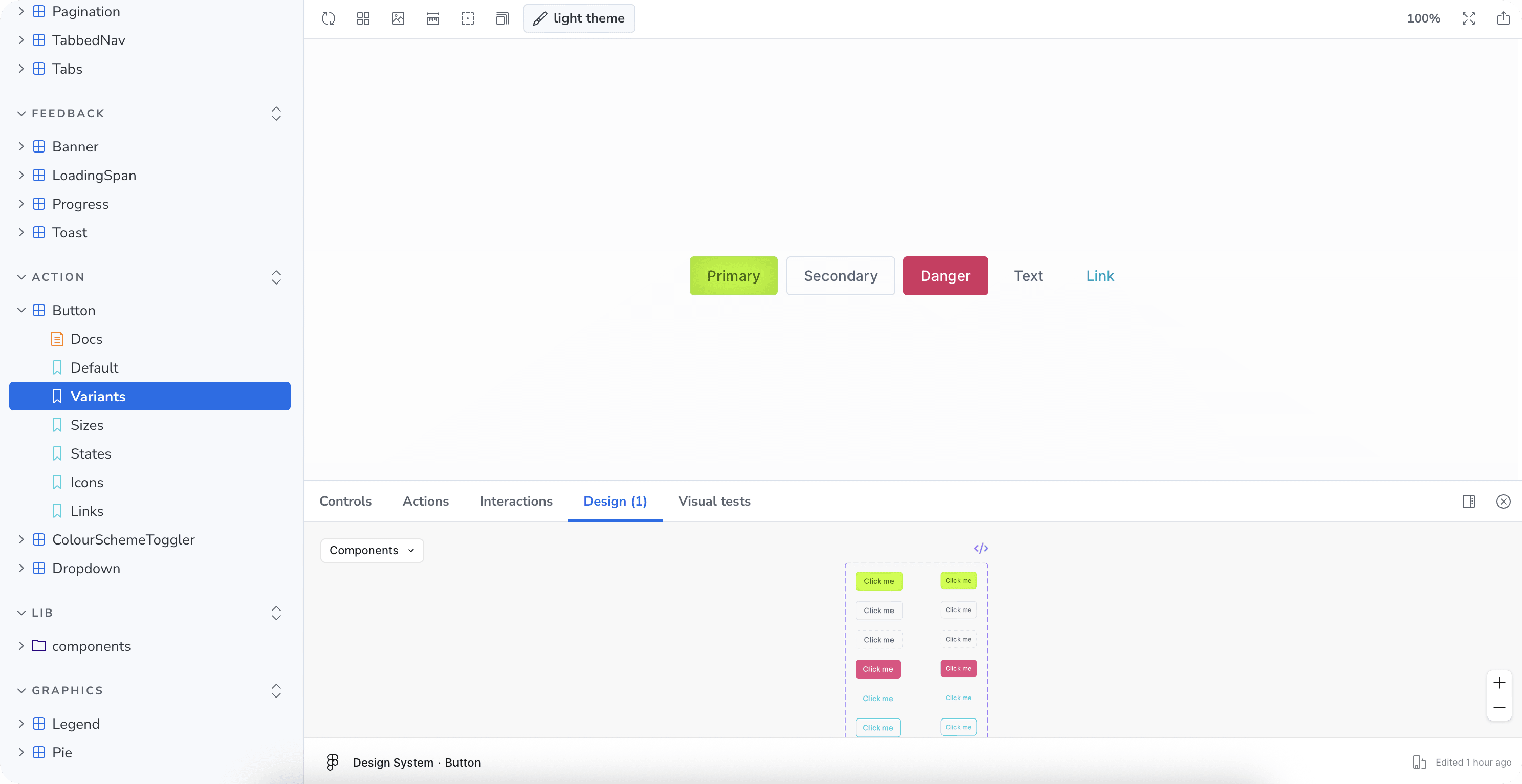 Storybook — component with its Figma tab