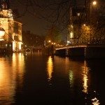 Amsterdam channel at night