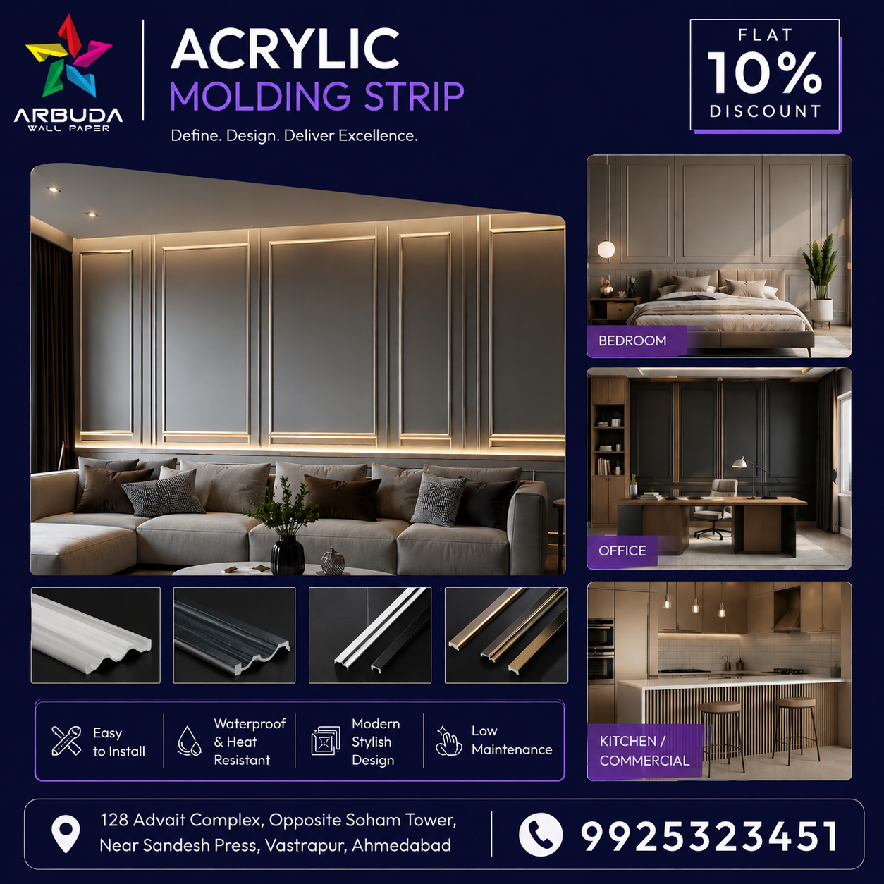 AcrylicMoldingStrips in Ahmedabad & Gandhinagar | Arbuda Wallpaper