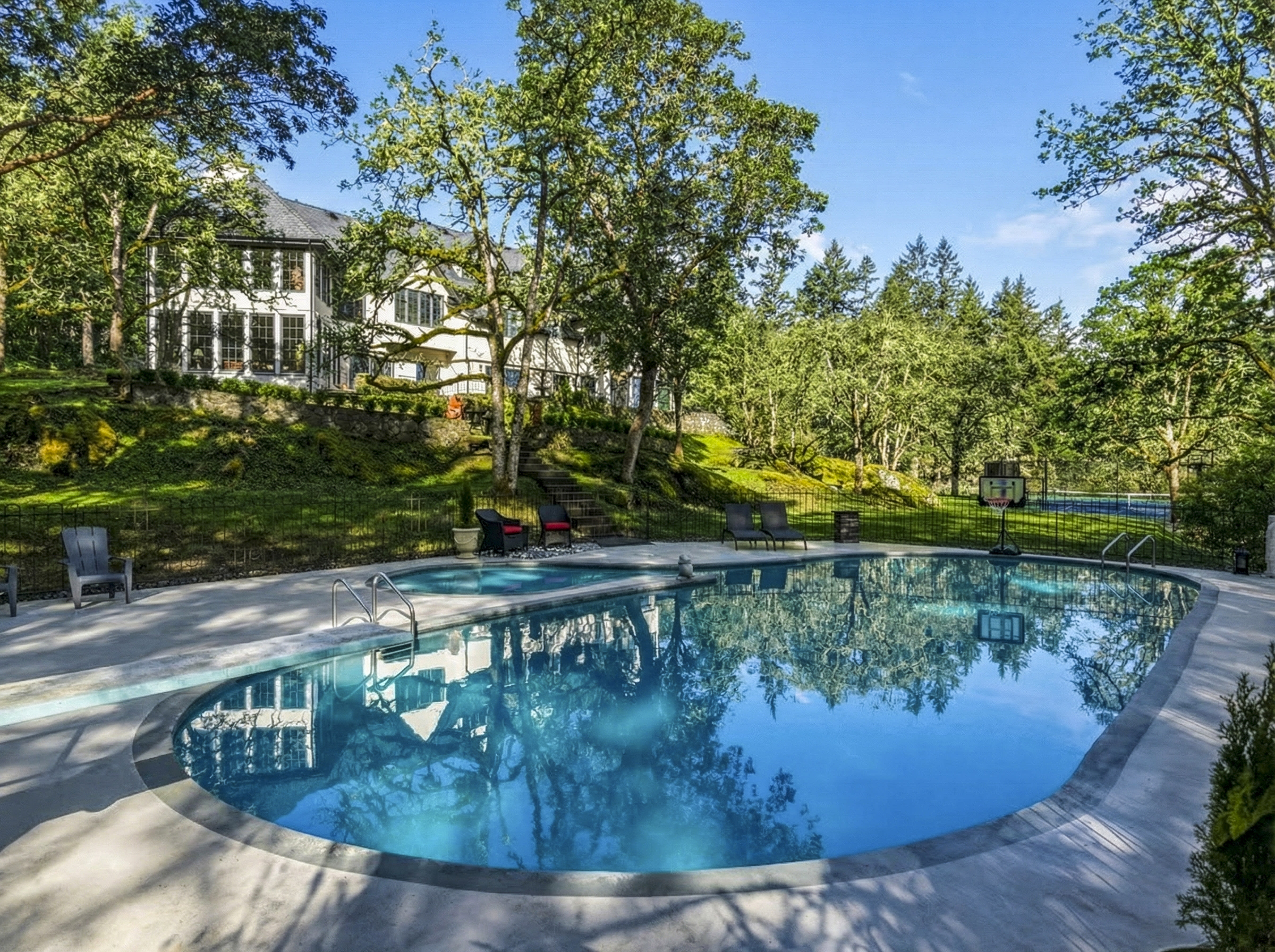 Owl's Landing aerial view — 2.47 acre estate, Saanich BC