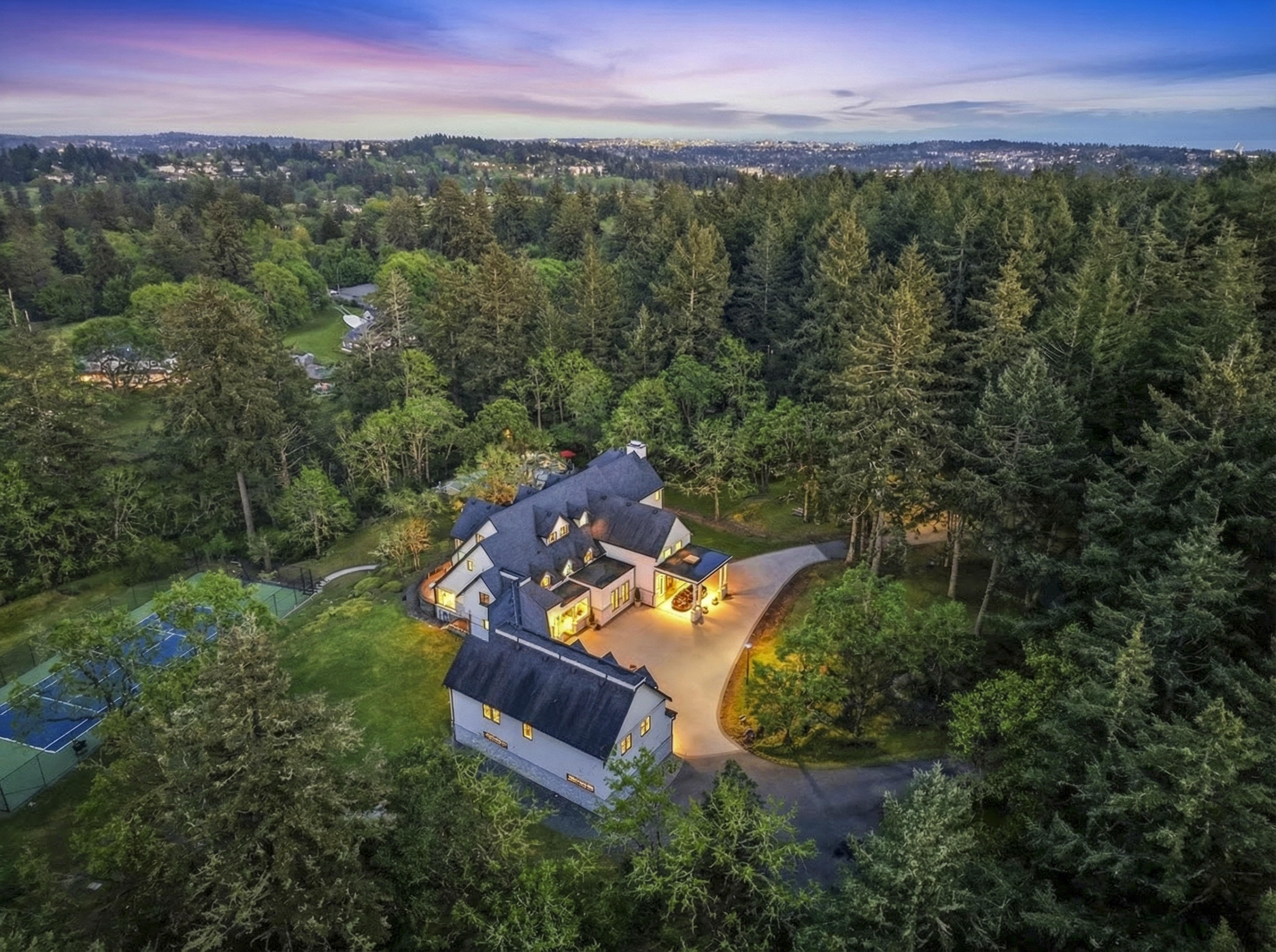 Owl's Landing main entry and front facade — Saanich luxury home