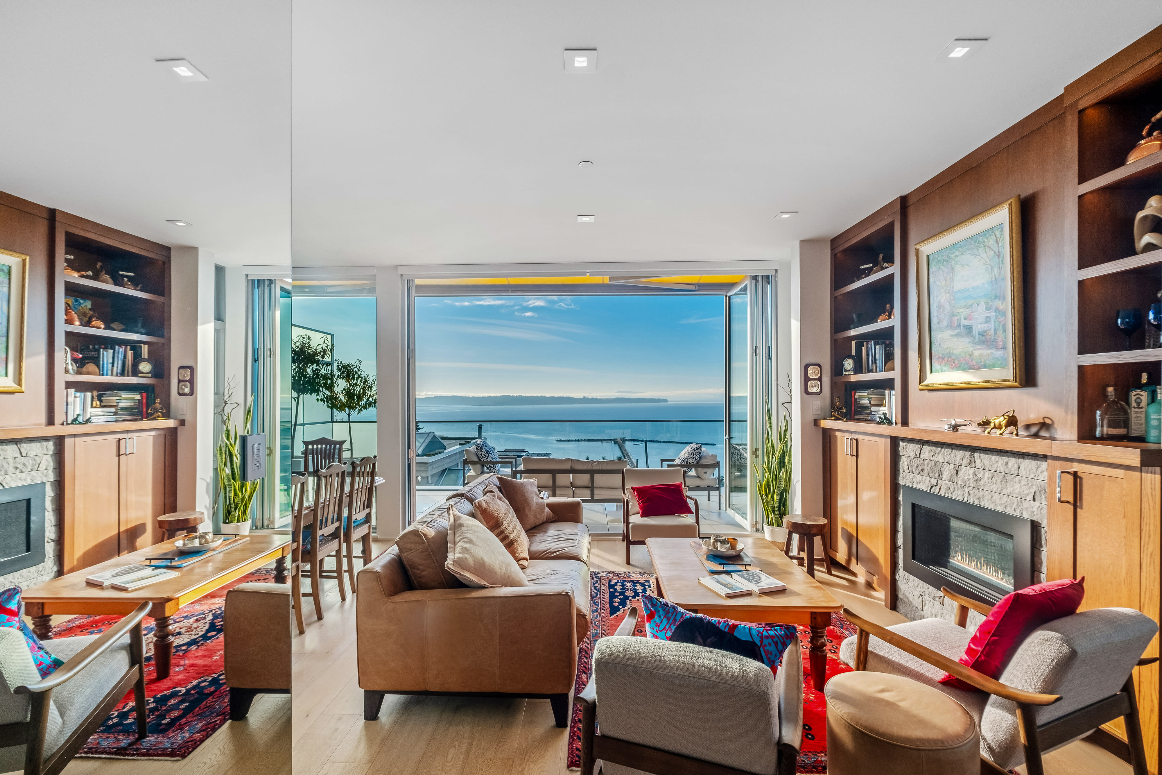 Living room and staircase — luxury home White Rock BC