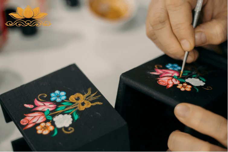 Vietnamese artisans crafting silk and lacquerware.