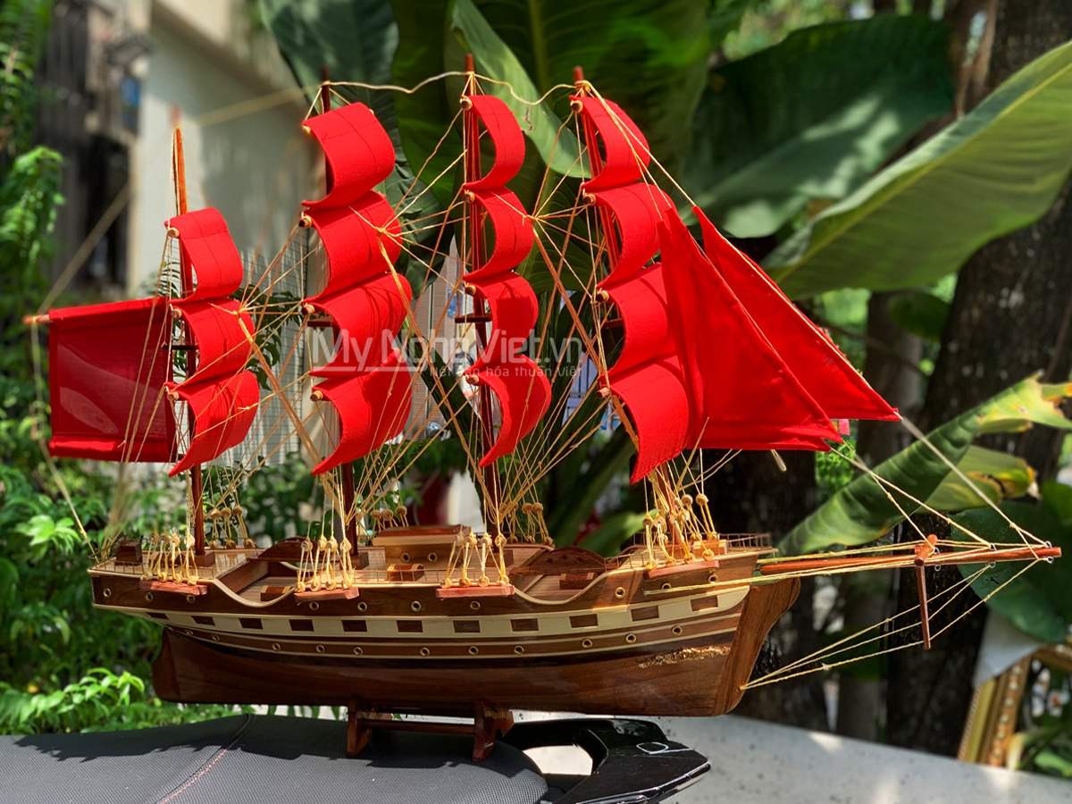 Handcrafted Mahogany Ship Model
