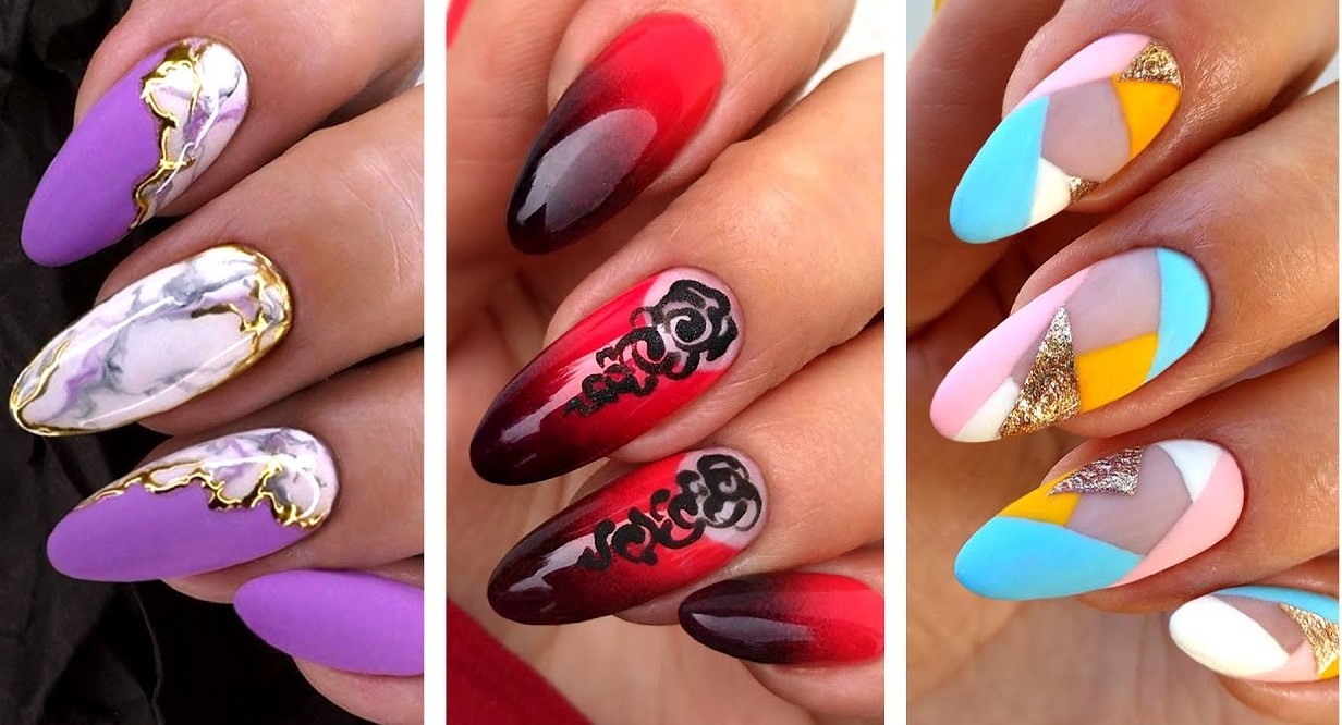 Elegant blue and silver nails with ornament