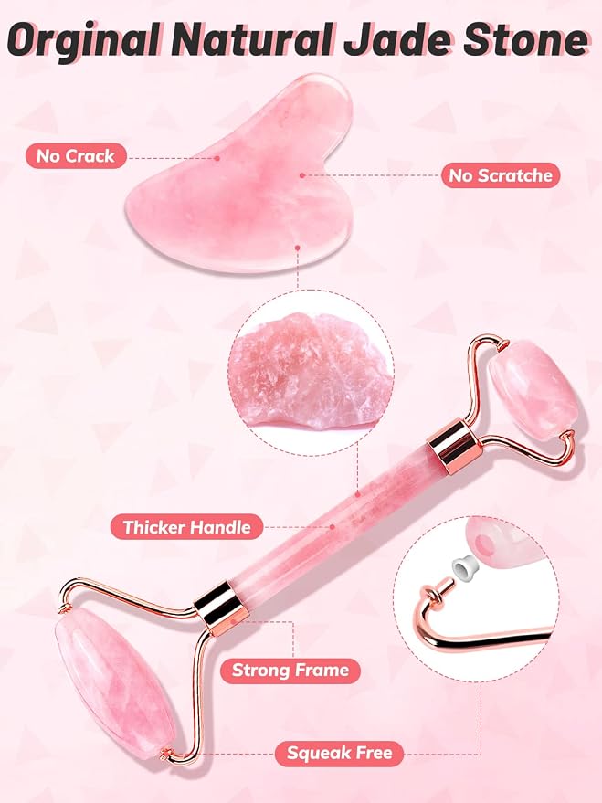 Face Roller Set - Natural Stone, Anti-Puffiness Facial Massager — photo 1
