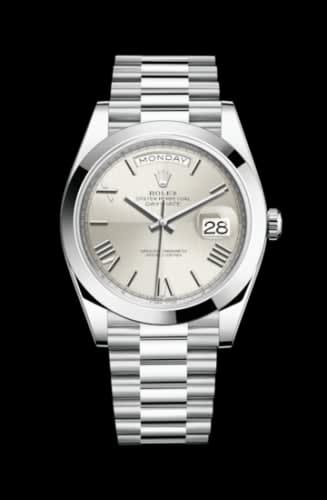 Rolex Day-Date 40 Platinum / Silver Quadrant