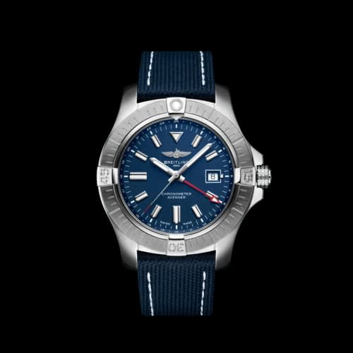 Breitling Avenger Automatic GMT 45 Stainless Steel / Blue / Military / Folding