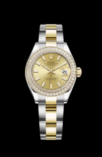 Rolex Lady-Datejust 28 Rolesor Yellow Diamond / Oyster / Champagne