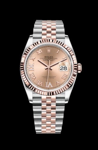 Rolex Datejust 36 Stainless Steel / Everose / Fluted / Rose Roman Diamond / Jubilee