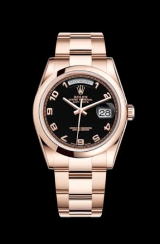 Rolex Day-Date 36 Everose Domed / Oyster / Black Arabic