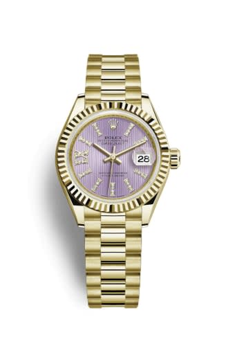 Rolex Lady-Datejust 28 Yellow Gold Fluted / President / Lilac Diamond