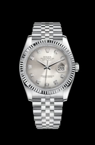 Rolex Datejust 36 Stainless Steel Fluted / Jubilee / Silver Diamond