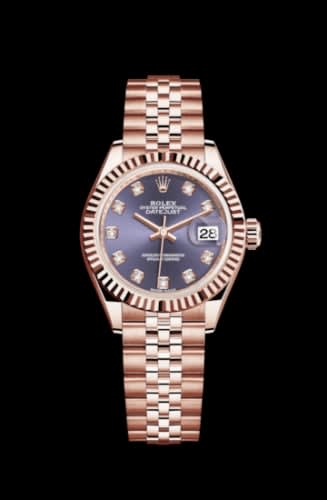 Rolex Lady-Datejust 28 Everose Fluted / Jubilee / Aubergine Diamond