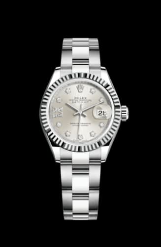 Rolex Lady-Datejust 28 Stainless Steel Fluted / Silver - Diamond / Oyster