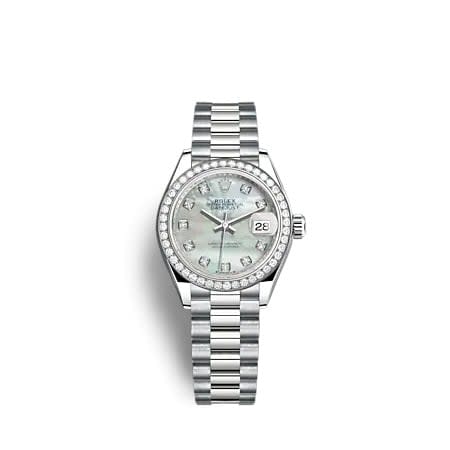 Rolex Lady-Datejust 28 White Gold - Diamond / President / MOP