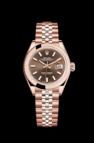 Rolex Lady-Datejust 28 Everose Domed / Jubilee / Chocolate