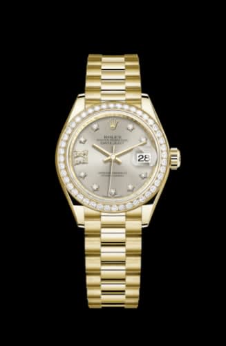 Rolex Lady-Datejust 28 Yellow Gold Diamond / President / Silver Diamond