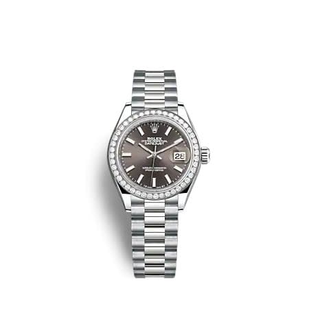 Rolex Lady-Datejust 28 White Gold - Diamond / President / Grey