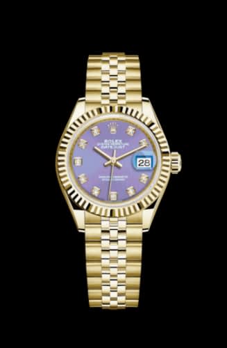 Rolex Lady-Datejust 28 Yellow Gold Fluted / Jubilee / Lavender Diamond