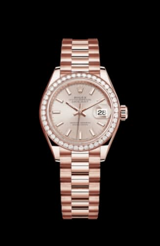 Rolex Lady-Datejust 28 Everose Diamond / President / Sundust