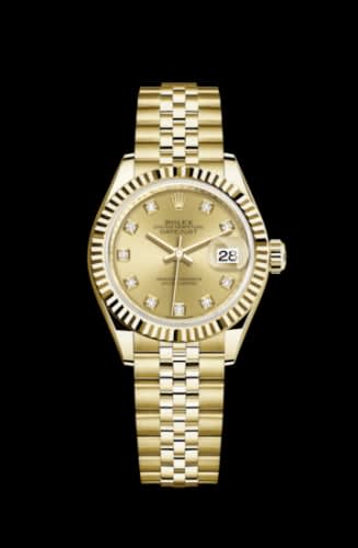 Rolex Lady-Datejust 28 Yellow Gold Fluted / Jubilee / Champagne Diamond