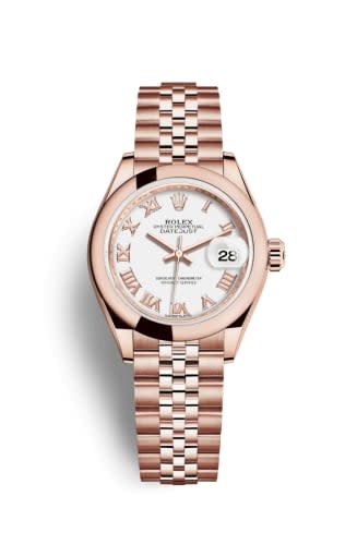Rolex Lady-Datejust 28 Everose Domed / Jubilee / White Roman