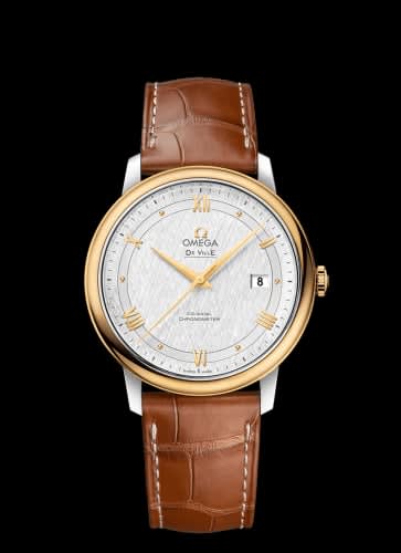 Omega De Ville Prestige Co-Axial 39.5 Stainless Steel / Yellow Gold / Vintage Silk Silver