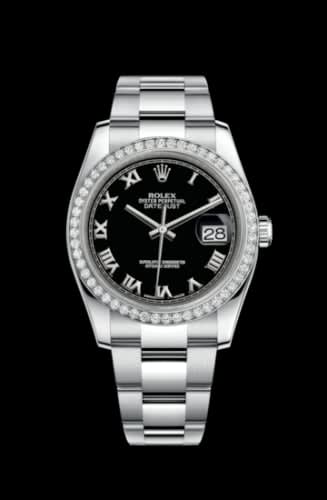 Rolex Datejust 36 Stainless Steel Diamond / Oyster / Black Roman