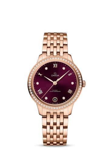 Omega De Ville Master Chronometer 34 Sedna Gold - Diamond / Burgundy - Diamond / Bracelet