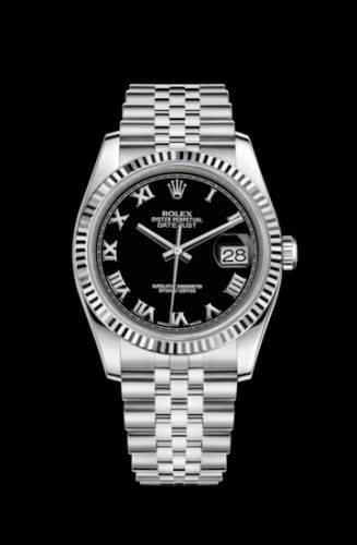 Rolex Datejust 36 Stainless Steel Fluted / Jubilee / Black Roman