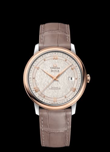 Omega De Ville Prestige Co-Axial 39.5 Stainless Steel / Red Gold / Vintage Silver Silk
