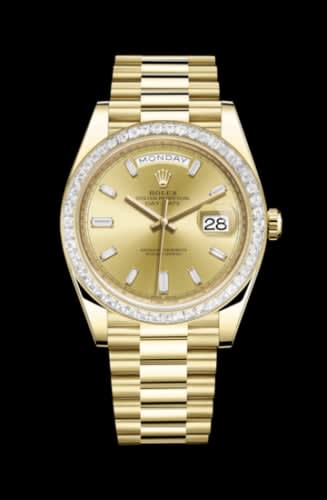 Rolex Day-Date 40 Yellow Gold - Baguette / Champagne - Baguette