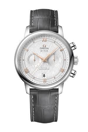 Omega De Ville Prestige Co-Axial 41 Chronograph Stainless Steel / Vintage Silver Silk / Alligator