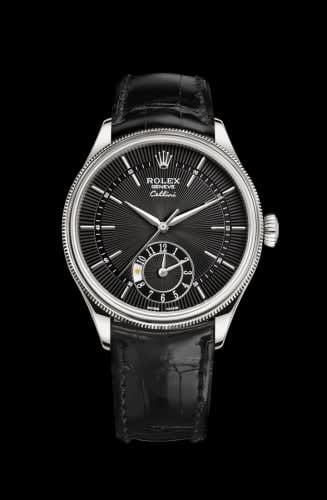 Rolex Cellini Dual Time White Gold / Black / Alligator Black