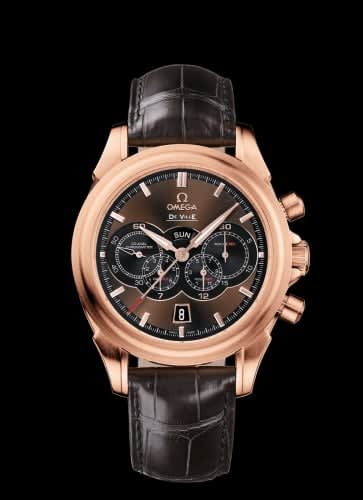Omega De Ville Co-Axial 41 Chronograph 4 Counters Red Gold / Brown / Alligator