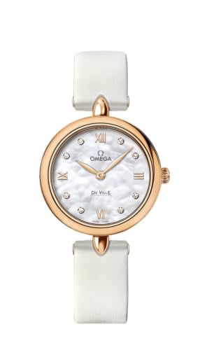 Omega De Ville Prestige Dewdrop Quartz 27.4 Red Gold / White MOP