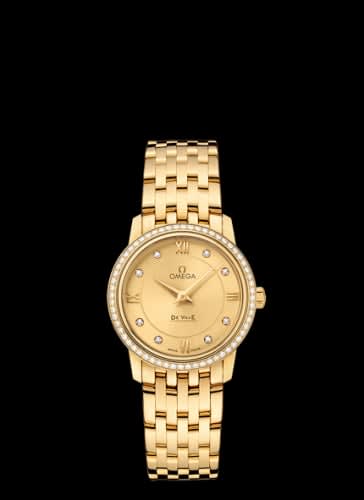 Omega De Ville Prestige Quartz 27.4 Yellow Gold / Champagne-Diamond / Bracelet