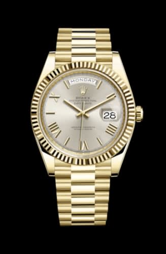 Rolex Day-Date 40 Yellow Gold - Fluted / Silver - Roman