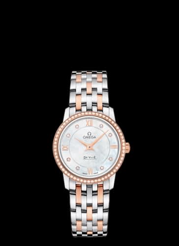 Omega De Ville Prestige Quartz 27.4 Stainless Steel / Red Gold / Diamond / MOP / Bracelet