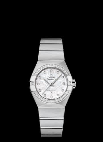 Omega Constellation Co-Axial 27 Brushed Stainless Steel / Diamond / White MOP