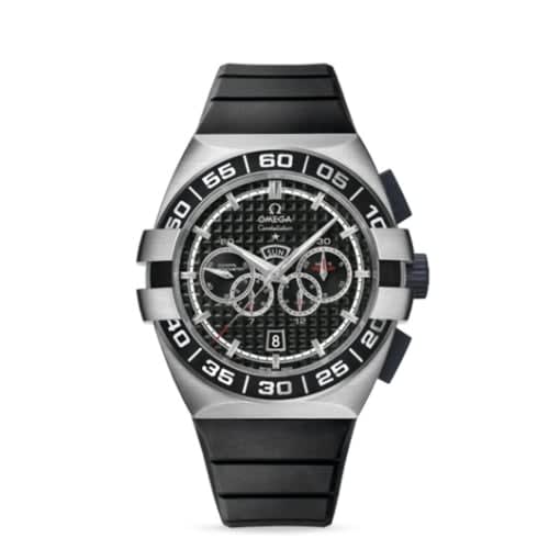 Omega Constellation Co-Axial 44 Chronograph Double Eagle Four Counters Stainless Steel / Black / Rubber