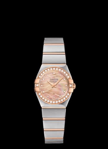 Omega Constellation Quartz 24 Brushed Stainless Steel / Red Gold / Diamond / Wavy Brown MOP