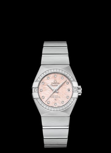Omega Constellation Co-Axial 27 Brushed Stainless Steel / Diamond / Pink MOP