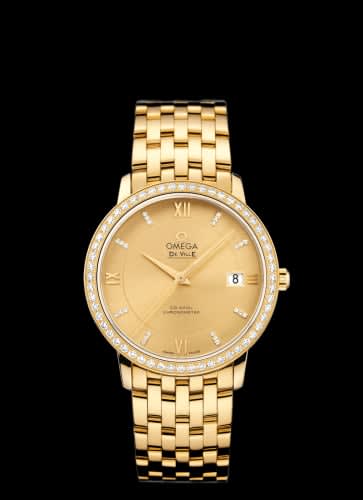 Omega De Ville Prestige Co-Axial 36.8 Yellow Gold / Champagne / Diamond / Bracelet