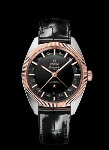 Omega Globemaster Annual Calendar Stainless Steel / Sedna Gold / Black
