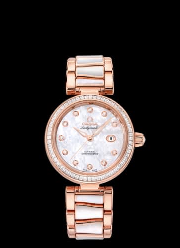 Omega LadyMatic Co-Axial 34 Sedna Gold Baguette / MOP / MOP Bracelet