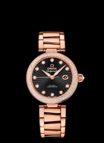 Omega LadyMatic Co-Axial 34 Red Gold / Diamond / Black / Bracelet