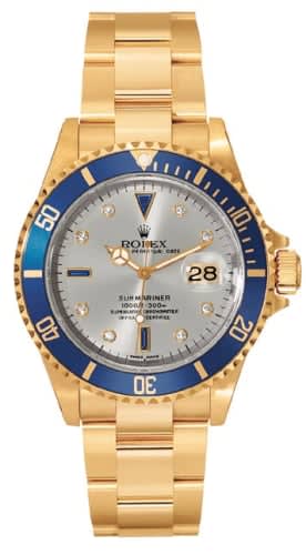 Rolex Submariner 16618 Silver Serti